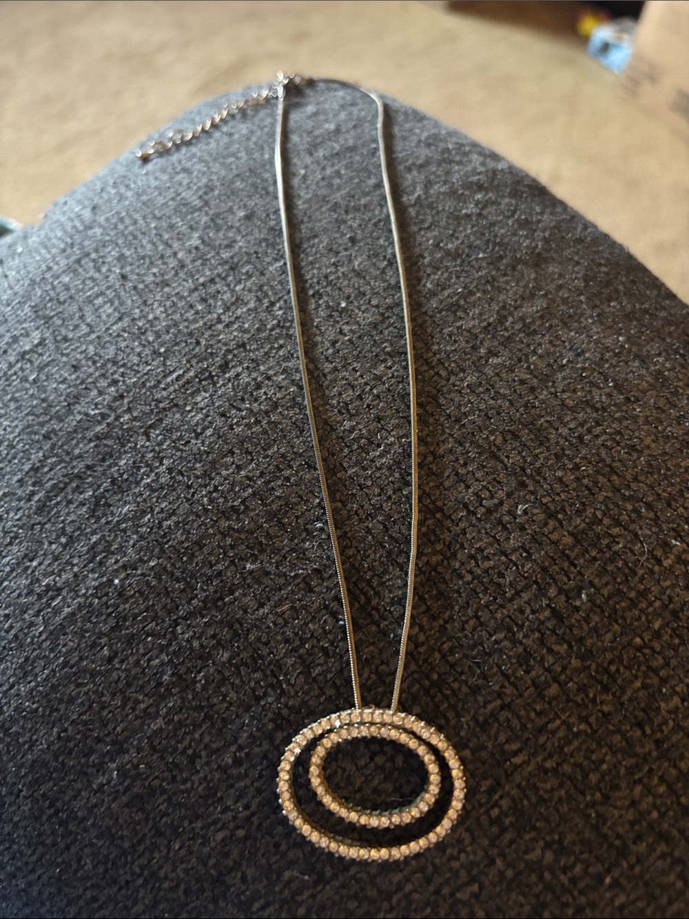 Premier Design Silver Tone Crystal Double Circle Pendant Necklace Women Jewelry
